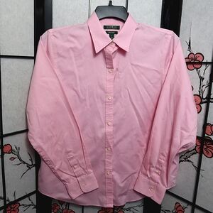 Lauren Ralph Lauren Pink Dress Shirt Button Down Classic 100% Cotton Size